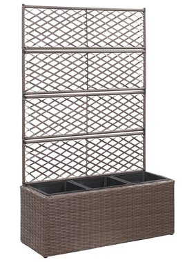 VidaXL Latwerkplantenbak verhoogd met potten 83x30x130 cm rattan bruin