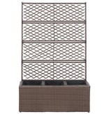 VidaXL Latwerkplantenbak verhoogd met potten 83x30x130 cm rattan bruin
