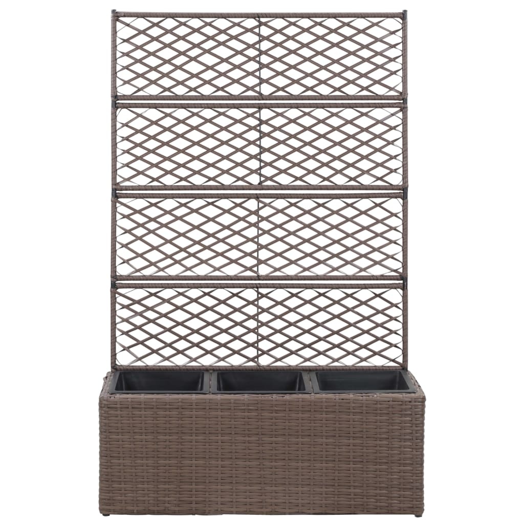 VidaXL Latwerkplantenbak verhoogd met potten 83x30x130 cm rattan bruin