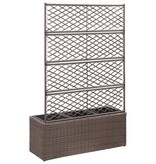 VidaXL Latwerkplantenbak verhoogd met potten 83x30x130 cm rattan bruin