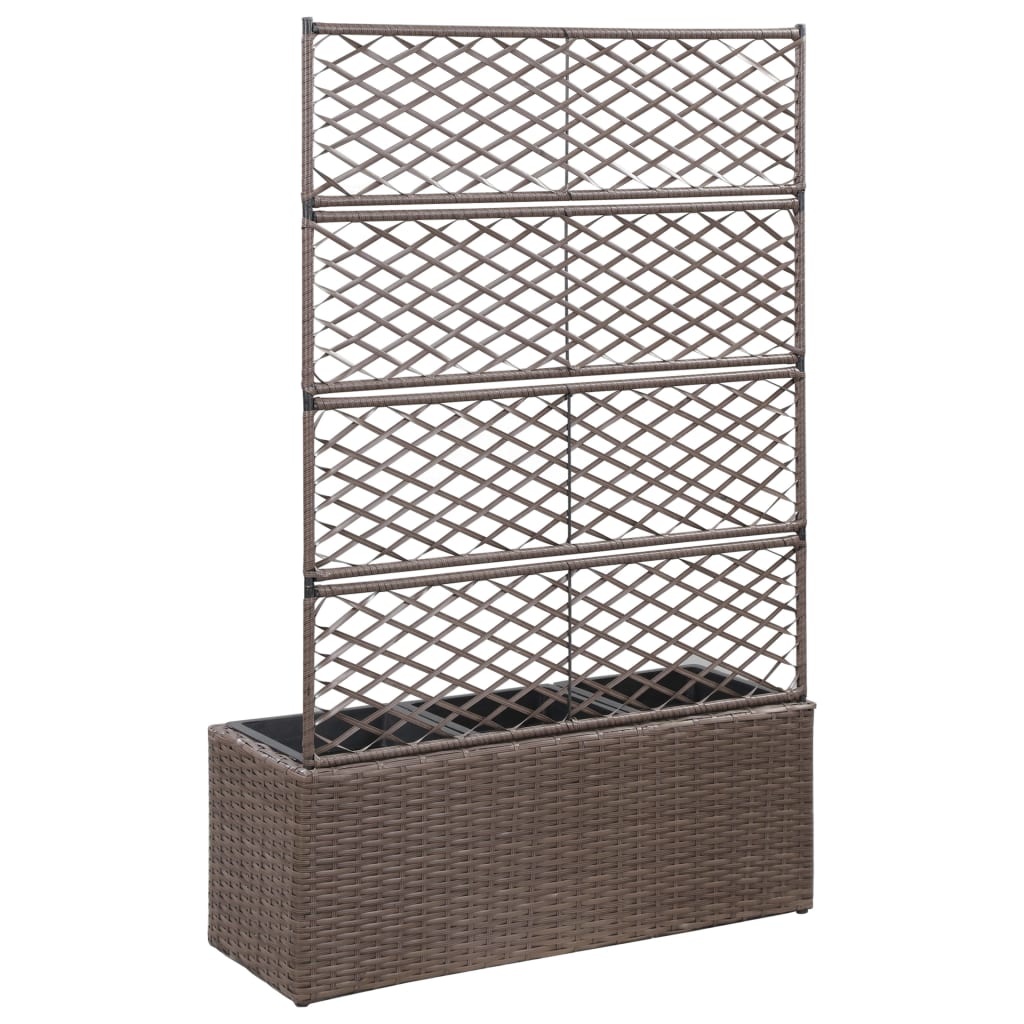 VidaXL Latwerkplantenbak verhoogd met potten 83x30x130 cm rattan bruin