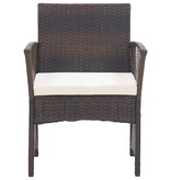 VidaXL Tuinstoelen met kussens 2 st poly rattan bruin