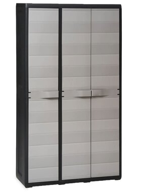 VidaXL Tuinkast met 4 schappen zwart en grijs