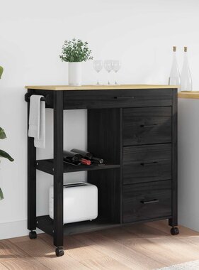 VidaXL Keuken Trolley Effen Zwart