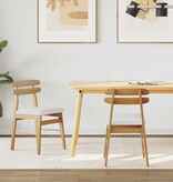 VidaXL Eetkamerstoel 2 pcs Natuurlijk en Licht Massief Rubberhout