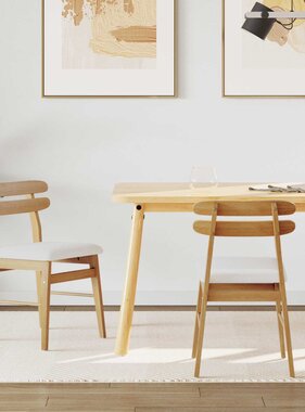 VidaXL Eetkamerstoel 2 pcs Natuurlijk en Licht Massief Rubberhout