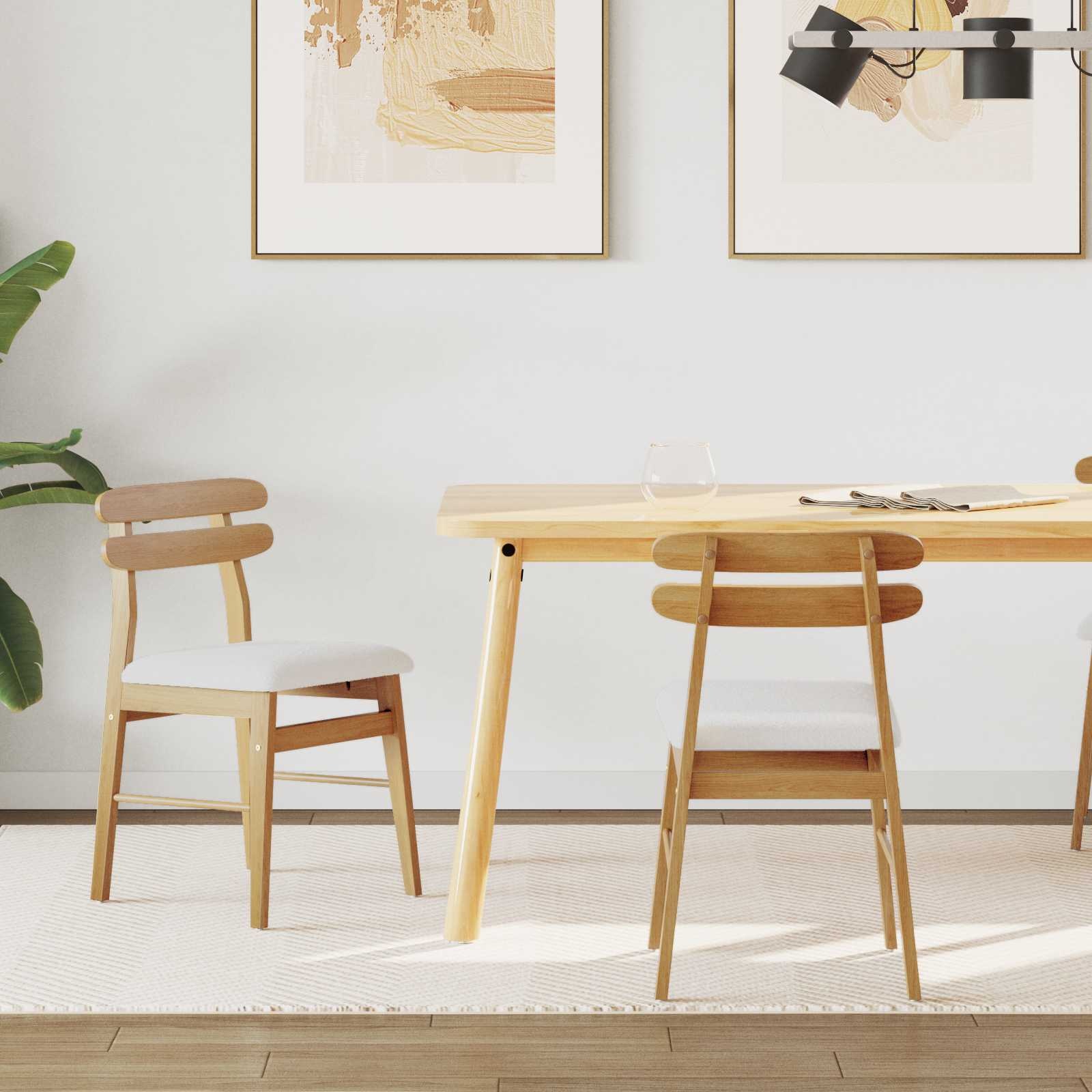 VidaXL Eetkamerstoel 2 pcs Natuurlijk en Licht Massief Rubberhout