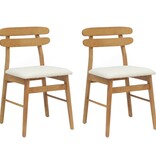 VidaXL Eetkamerstoel 2 pcs Natuurlijk en Licht Massief Rubberhout