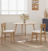 VidaXL Eetkamerstoel 2 pcs Natuurlijk en Licht Massief Rubberhout