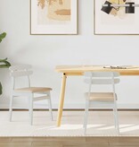 VidaXL Eetkamerstoel 2 pcs Wit en Bruin Massief Rubberhout