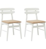 VidaXL Eetkamerstoel 2 pcs Wit en Bruin Massief Rubberhout