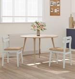 VidaXL Eetkamerstoel 2 pcs Wit en Bruin Massief Rubberhout