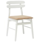 VidaXL Eetkamerstoel 2 pcs Wit en Bruin Massief Rubberhout