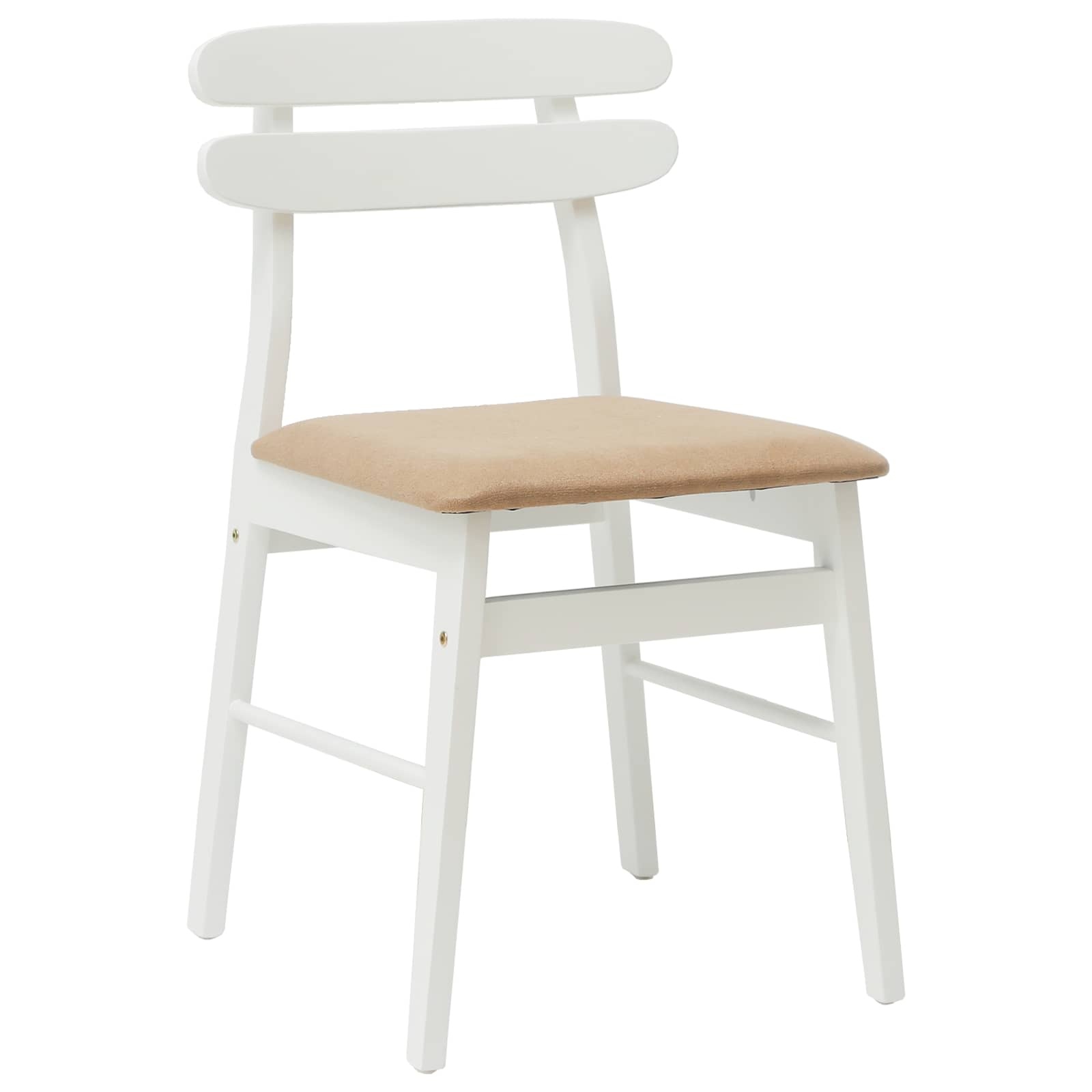 VidaXL Eetkamerstoel 2 pcs Wit en Bruin Massief Rubberhout