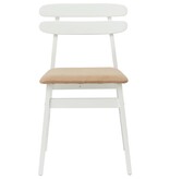 VidaXL Eetkamerstoel 2 pcs Wit en Bruin Massief Rubberhout