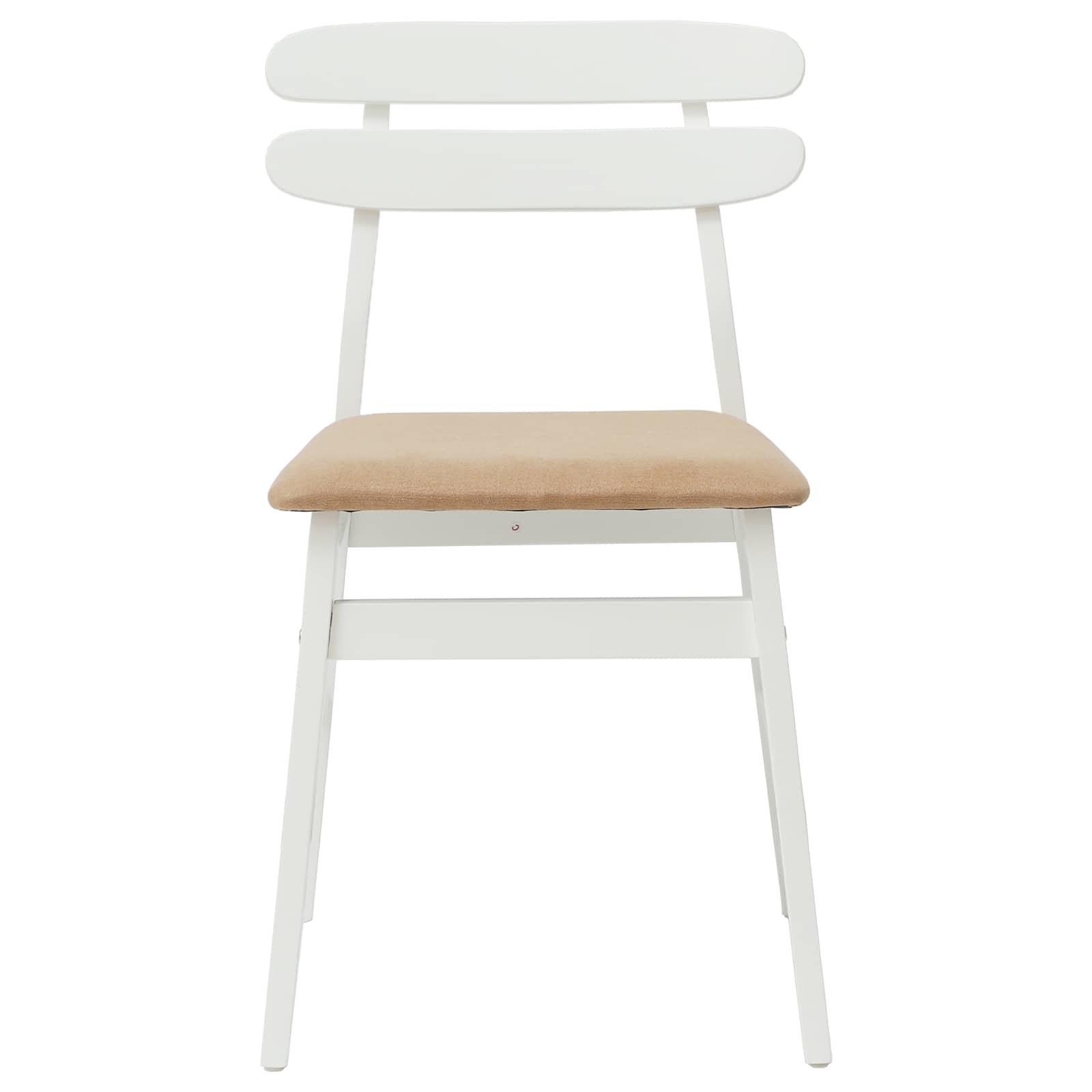 VidaXL Eetkamerstoel 2 pcs Wit en Bruin Massief Rubberhout