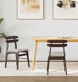 VidaXL Eetkamerstoel 2 pcs Lichtbruin en Licht Massief Rubberhout