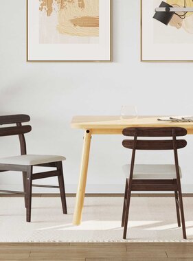 VidaXL Eetkamerstoel 2 pcs Lichtbruin en Licht Massief Rubberhout