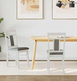 VidaXL Eetkamerstoel 2 pcs Wit en Grijs Massief Rubberhout