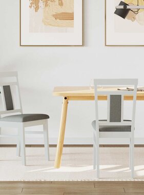 VidaXL Eetkamerstoel 2 pcs Wit en Grijs Massief Rubberhout