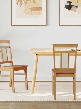 VidaXL Eetkamerstoel 2 pcs Naturel Massief Rubberhout