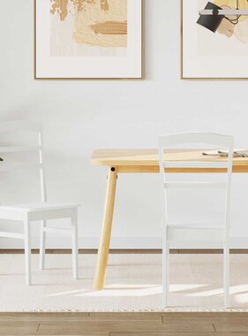 VidaXL Eetkamerstoel 2 pcs Wit Massief Rubberhout