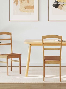 VidaXL Eetkamerstoel 2 pcs Naturel Massief Rubberhout