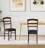 VidaXL Eetkamerstoel 2 pcs Lichtbruin en Zwart Massief Rubberhout