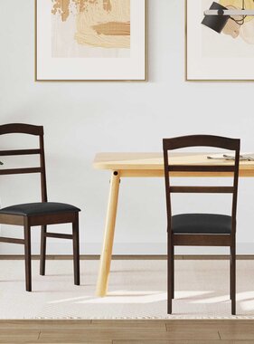 VidaXL Eetkamerstoel 2 pcs Lichtbruin en Zwart Massief Rubberhout