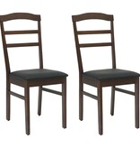 VidaXL Eetkamerstoel 2 pcs Lichtbruin en Zwart Massief Rubberhout