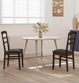 VidaXL Eetkamerstoel 2 pcs Lichtbruin en Zwart Massief Rubberhout