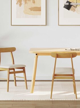 VidaXL Eetkamerstoel 2 pcs Natuurlijk en Licht Massief Rubberhout