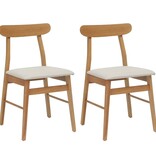 VidaXL Eetkamerstoel 2 pcs Natuurlijk en Licht Massief Rubberhout