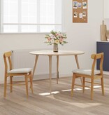 VidaXL Eetkamerstoel 2 pcs Natuurlijk en Licht Massief Rubberhout