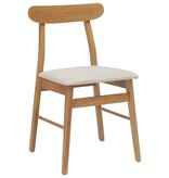 VidaXL Eetkamerstoel 2 pcs Natuurlijk en Licht Massief Rubberhout