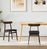 VidaXL Eetkamerstoel 2 pcs Lichtbruin en Zwart Massief Rubberhout