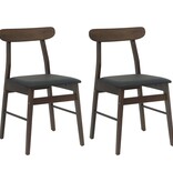 VidaXL Eetkamerstoel 2 pcs Lichtbruin en Zwart Massief Rubberhout