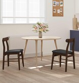VidaXL Eetkamerstoel 2 pcs Lichtbruin en Zwart Massief Rubberhout