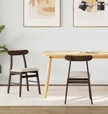 VidaXL Eetkamerstoel 2 pcs Lichtbruin en Licht Massief Rubberhout