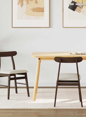 VidaXL Eetkamerstoel 2 pcs Lichtbruin en Licht Massief Rubberhout