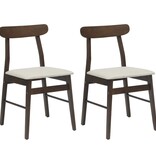 VidaXL Eetkamerstoel 2 pcs Lichtbruin en Licht Massief Rubberhout