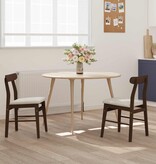 VidaXL Eetkamerstoel 2 pcs Lichtbruin en Licht Massief Rubberhout