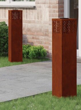 VidaXL Solar LED Pad Licht Visgraat 2 pcs Cortenstaal Cortenstaal