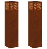 VidaXL Solar LED Pad Licht Visgraat 2 pcs Cortenstaal Cortenstaal