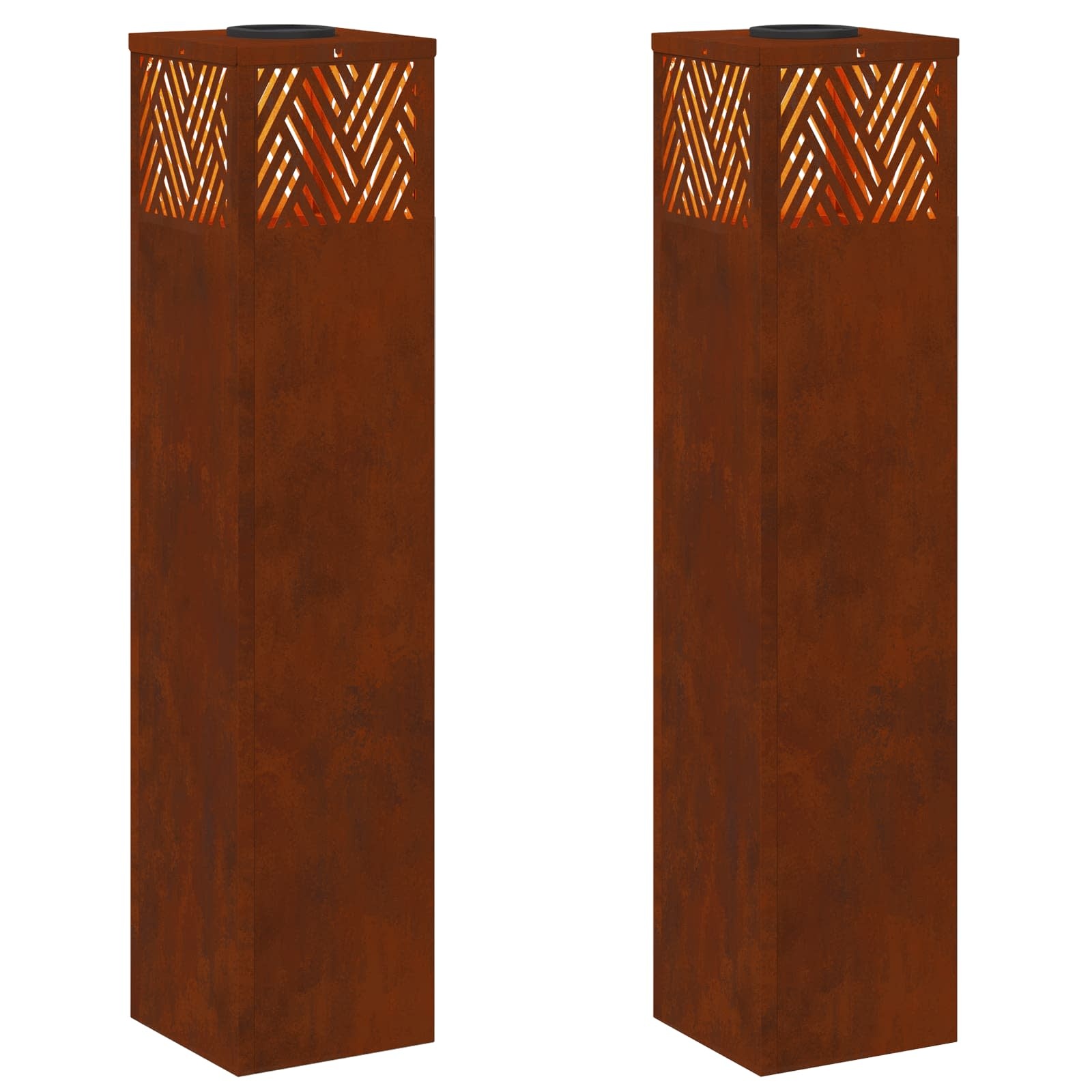 VidaXL Solar LED Pad Licht Visgraat 2 pcs Cortenstaal Cortenstaal