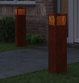 VidaXL Solar LED Pad Licht Visgraat 2 pcs Cortenstaal Cortenstaal