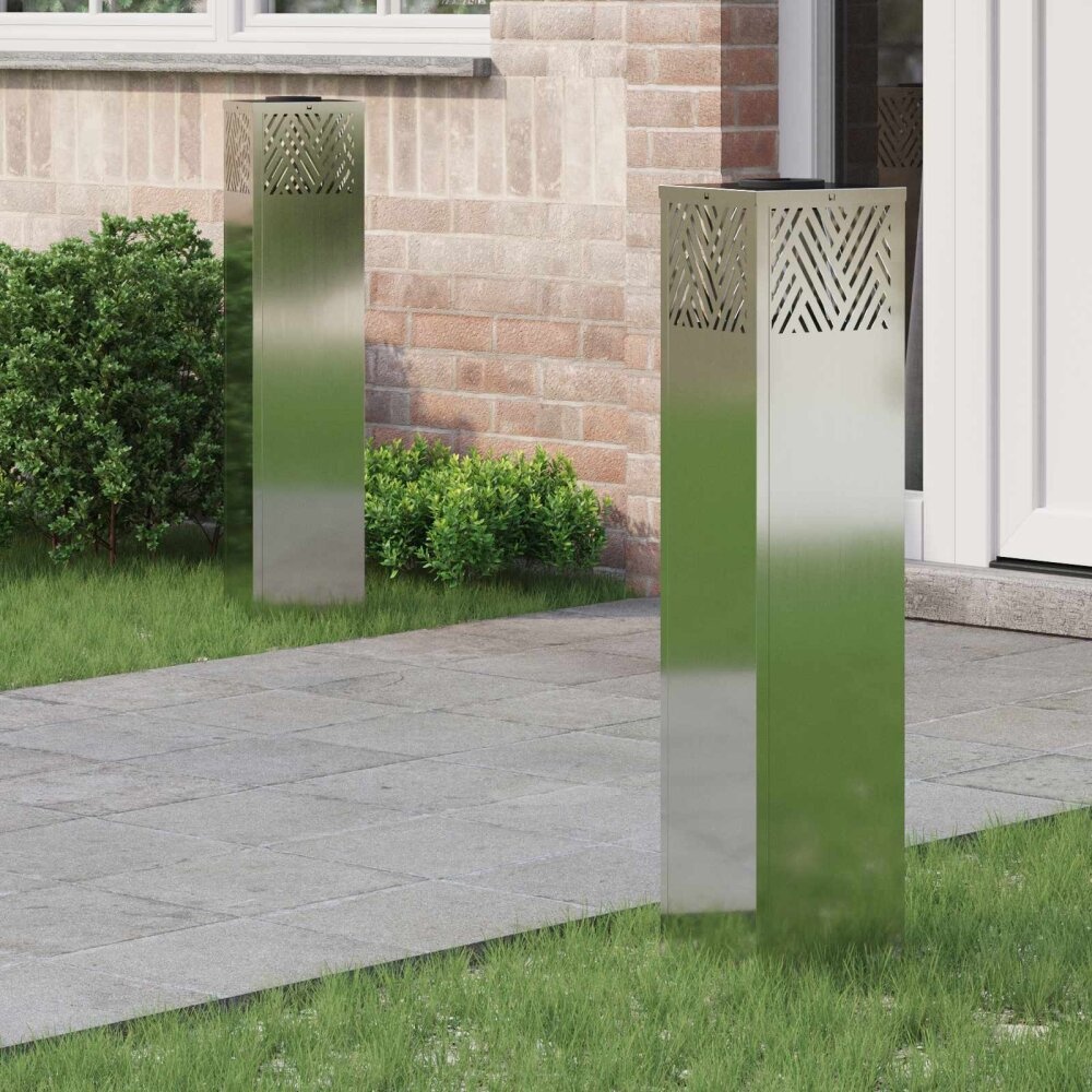 VidaXL Solar LED Pad Licht 2 pcs Gegalvaniseerd Gegalvaniseerd