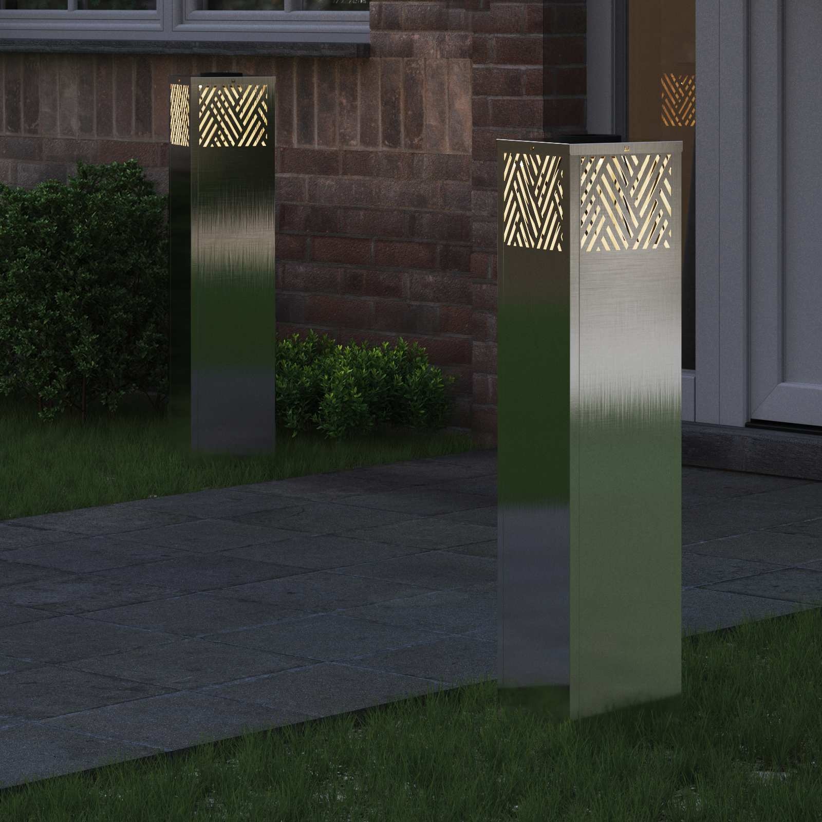 VidaXL Solar LED Pad Licht 2 pcs Roestvrij staal Roestvrij staal