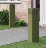 VidaXL Solar LED Pad Licht 2 pcs Olijf Groen Koudgewalst staal