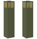 VidaXL Solar LED Pad Licht 2 pcs Olijf Groen Koudgewalst staal